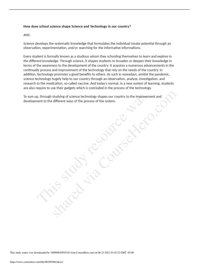 This Study Resource Was How Does School Science Shape Science and