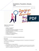 Introduction To Biostatistics Population Sample Statistic Parameter