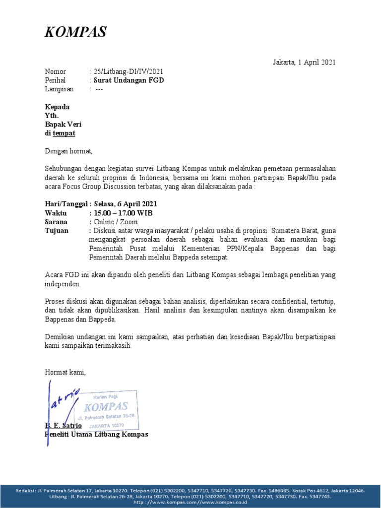 Surat Undangan FGD | PDF