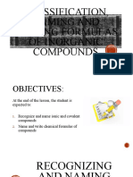 Classification Writing and Naming of Inorganic Compounds