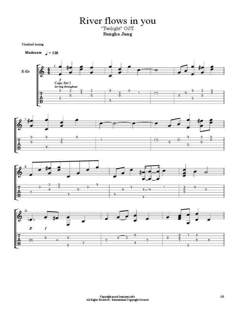 River - Flows - in - You Tabs | PDF | Guitars | Musical Instruments