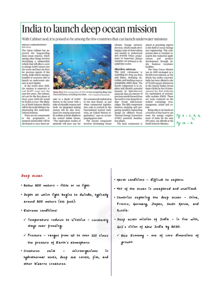 India's Deep Ocean Mission Overview | PDF | Deep Sea | Seabed
