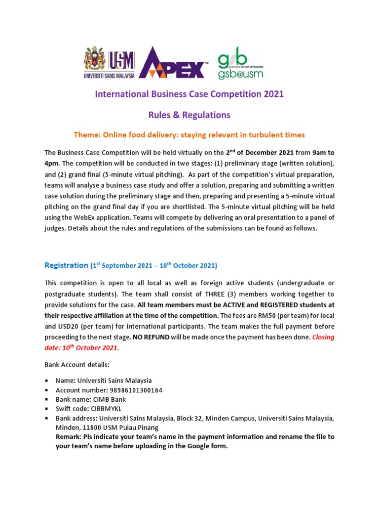 International Business Case Competition 2021 | PDF | Career & Growth ...