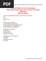 FPSC Solved Past Paper For The Post of Custom Inspector (BPS-16)