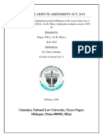 Industrial Dispute Amendment Act, 2010: Chanakya National Law University, Nyaya Nagar, Mithapur, Patna-800001, Bihar