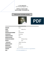 William Guzha CV for Technical Manager Position