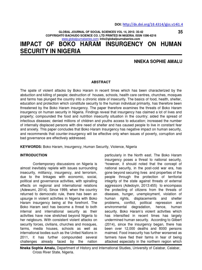 Impact of Boko Haram Insurgency On Human Security in Nigeria | PDF ...