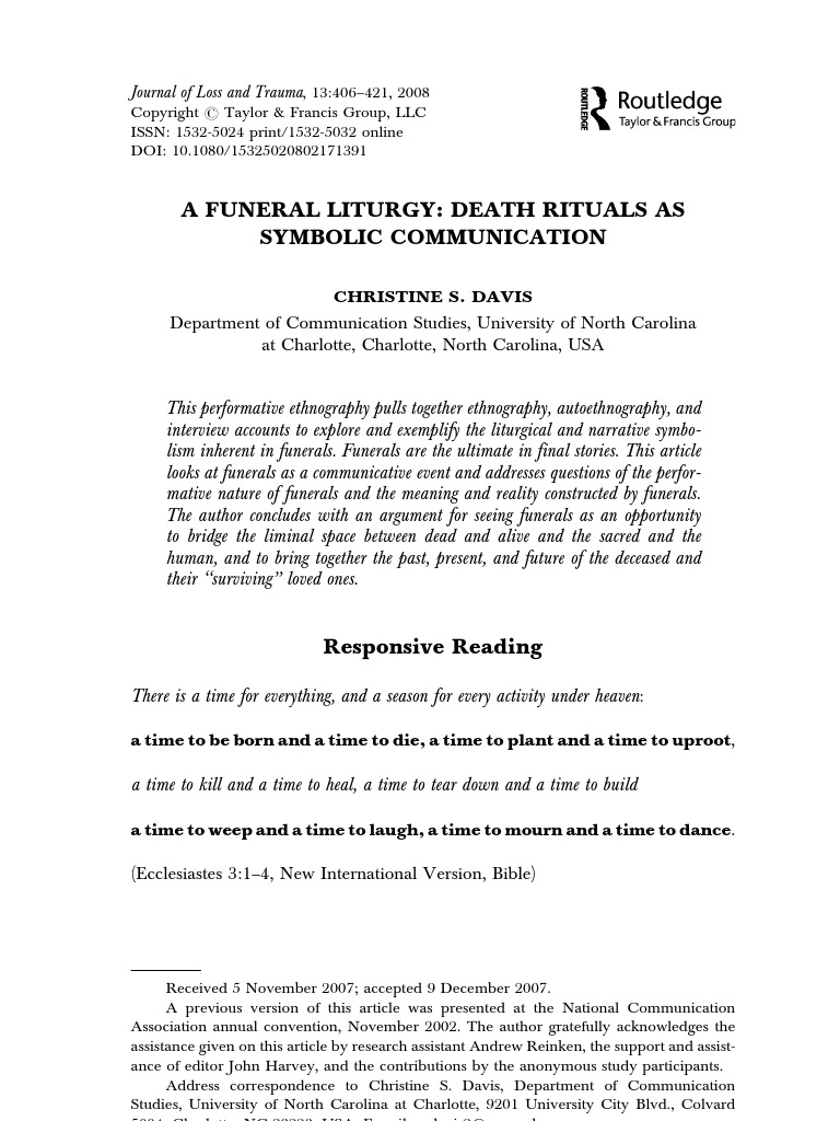 A Funeral Liturgy-Death Rituals As Symbolic Comm | PDF | Funeral ...