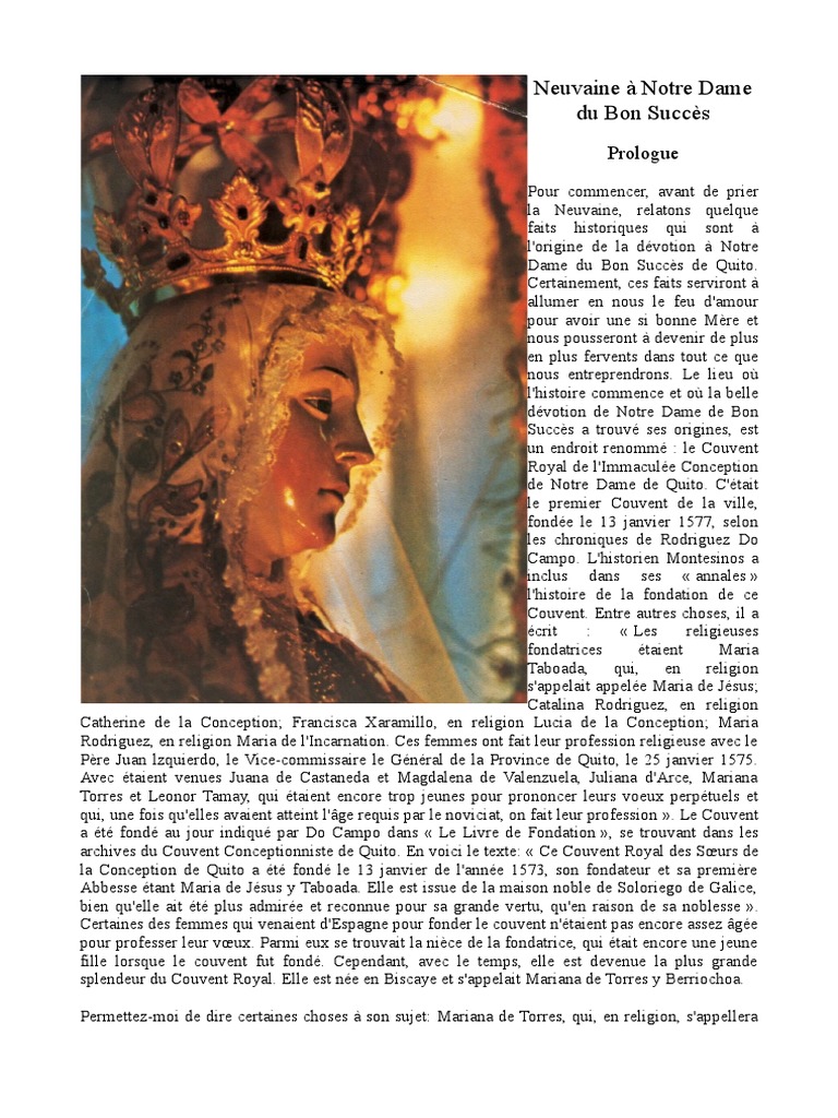 Neuvaine à Sainte Thérèse De Lisieux Pdf Neuvaine À Notre Dame Du Bon Succès: Prologue | PDF | Marie, mère de Jésus  | Dieu