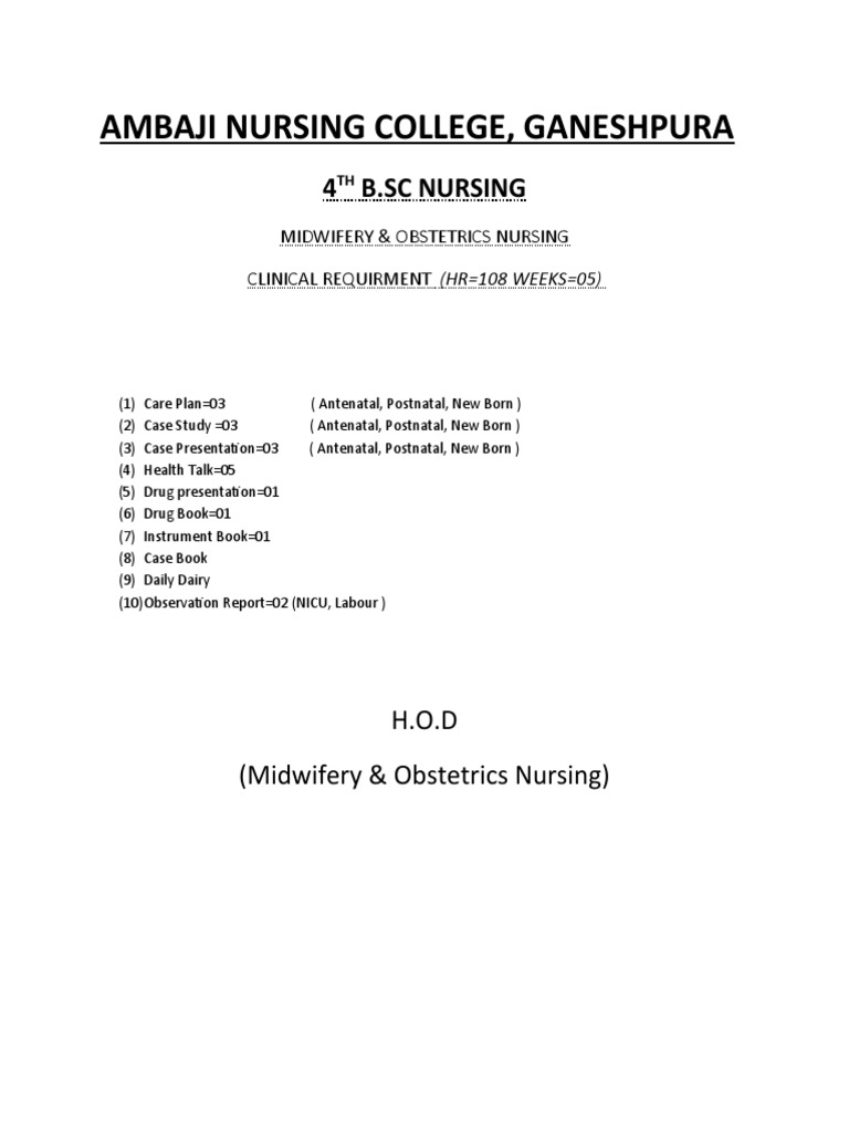 4th OBG Requirment | PDF | Wellness