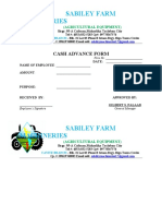 Sabiley Farm Machineries: Cash Advance Form