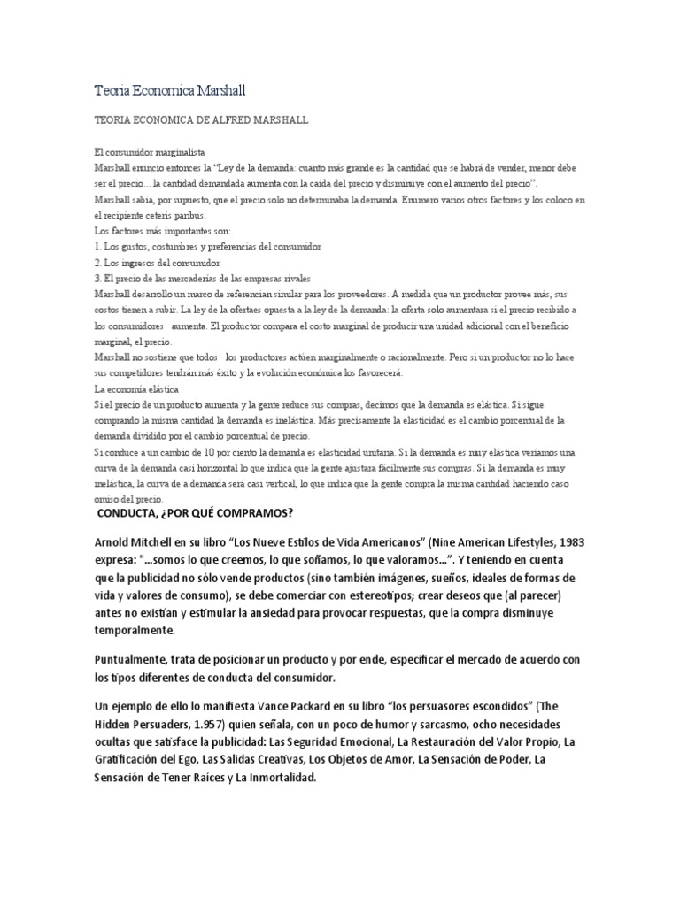 Teoria Economica Marshall