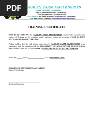 Training Certificate