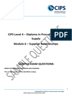 CIPS Level 4 - Diploma in Procurement and Supply Module 6 - Supplier Relationships