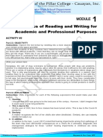 Preliminaries of Reading and Writing For Academic and Professional Purposes
