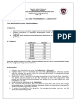 Computer Fundamentals and Programming 2 Laboratory Laboratory No. 1.1 Title: Microsoft Excel Programming