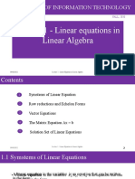 Faculty of Information Technology: Lecture 1 - Linear Equations in Linear Algebra