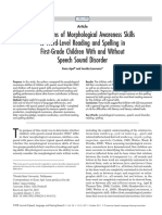 Contributions of Morphological Awareness Skills To Word-Level Reading and Spelling in First-Grade Children With and Without Speech Sound Disorder