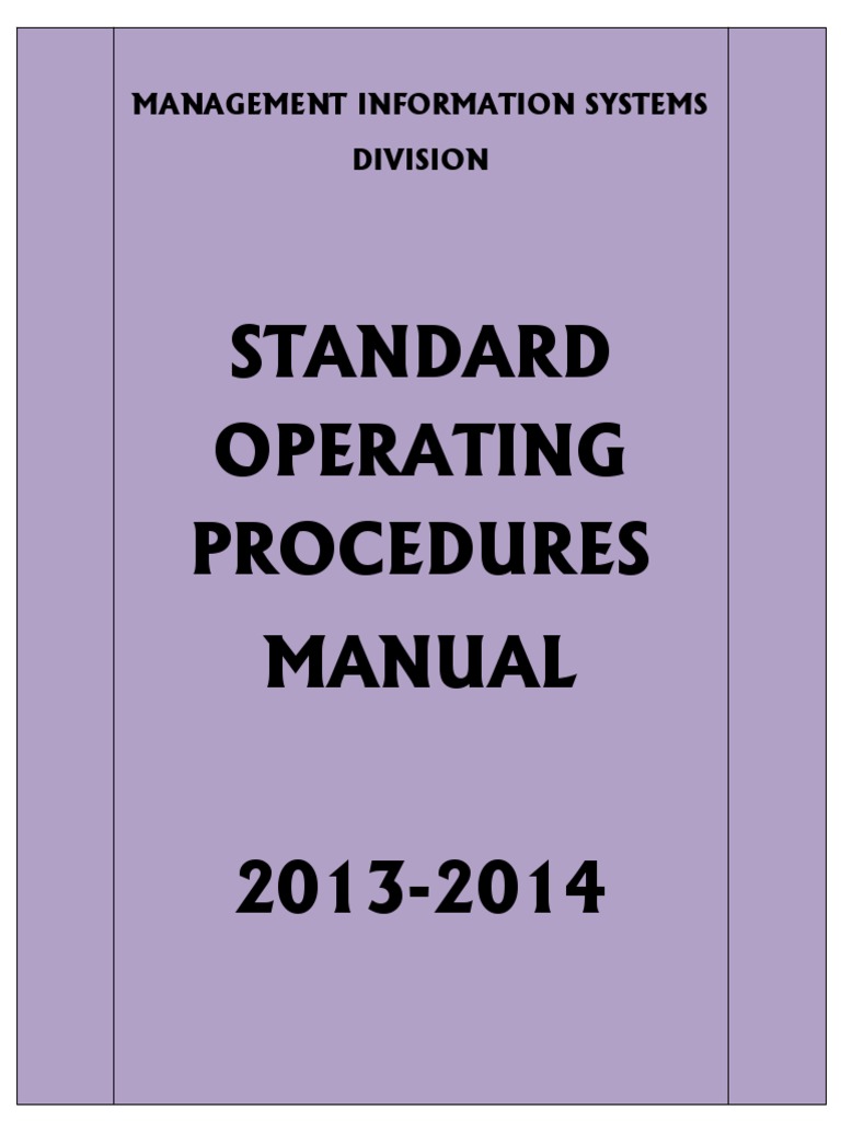 Standard Operating Procedures Manual 2013-2014: Management Information ...