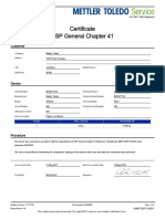 Certificate USP General Chapter 41: Customer