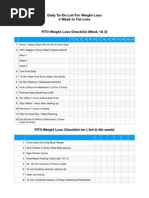 Weight Loss to Do List