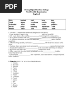 Grade 3 First Monthly Exam