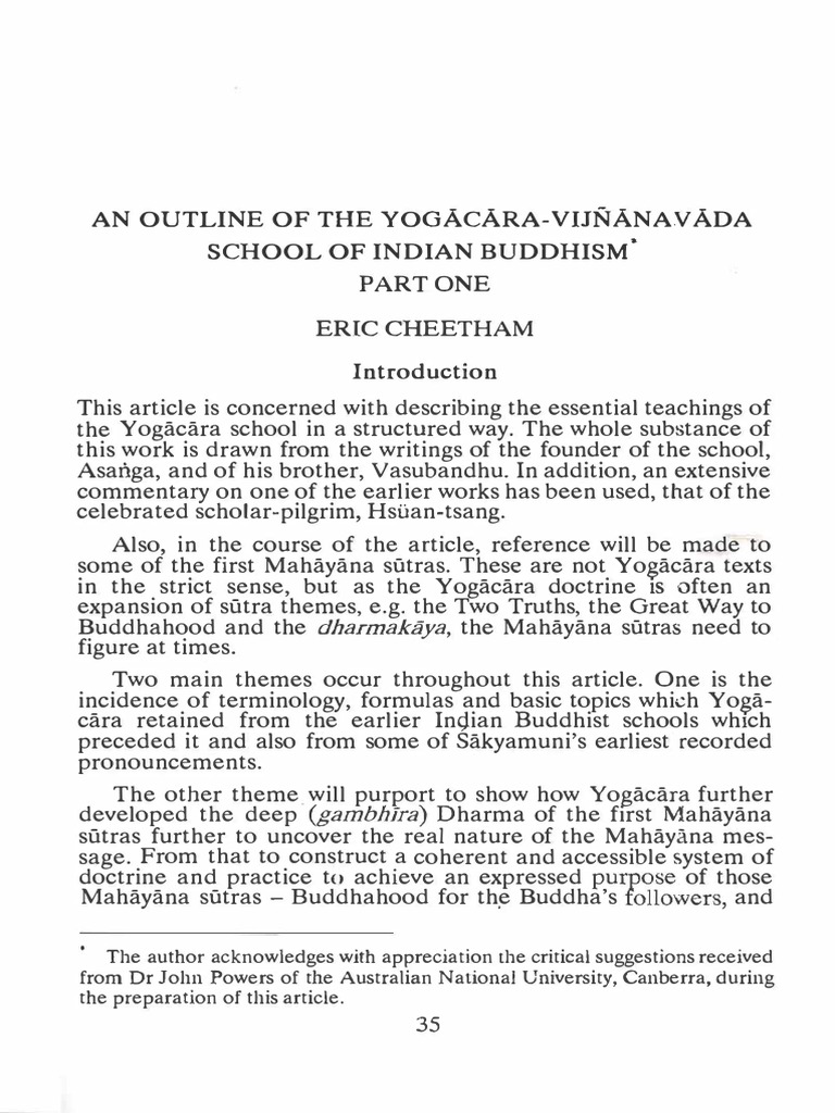 The Yogacara Vijnanavada School of Indian Buddhism Pts 1 2 PDF