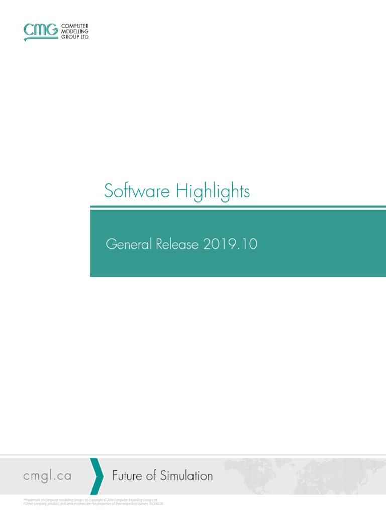 CMG SoftwareHighlights GR2019 | PDF | Simulation | Enhanced Oil Recovery