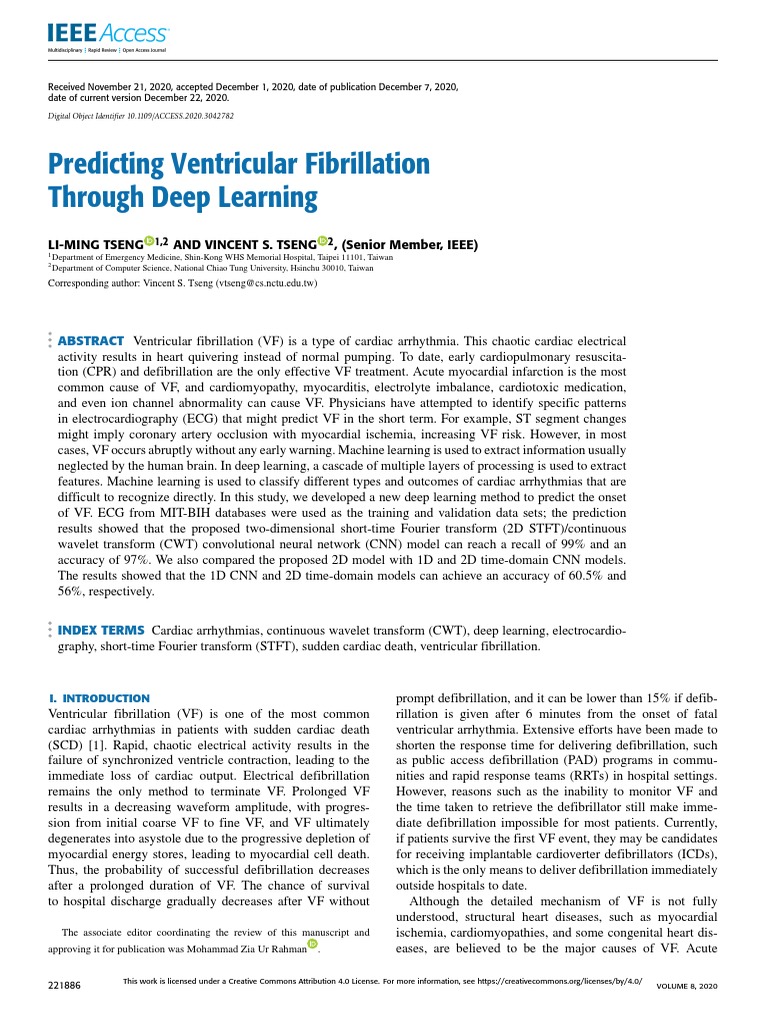 Deep Learning for Ventricular Fibrillation Prediction | PDF | Wavelet ...