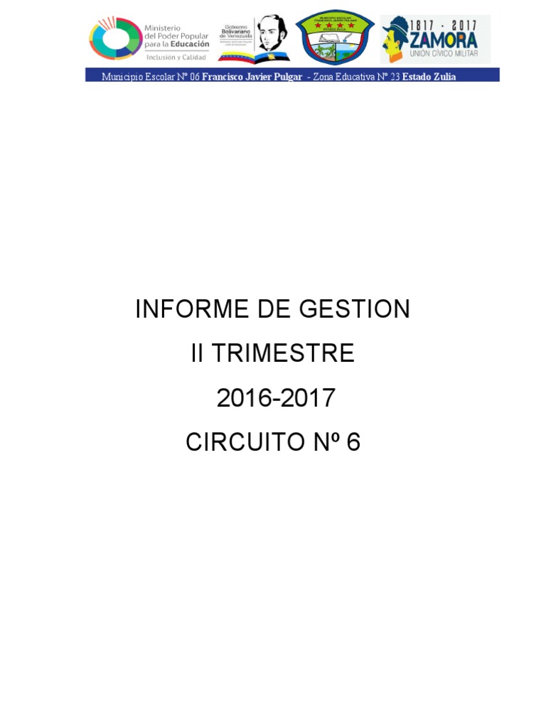 Informe de Gestión II Trimestre 2016-2017 | PDF | Salud y bienestar