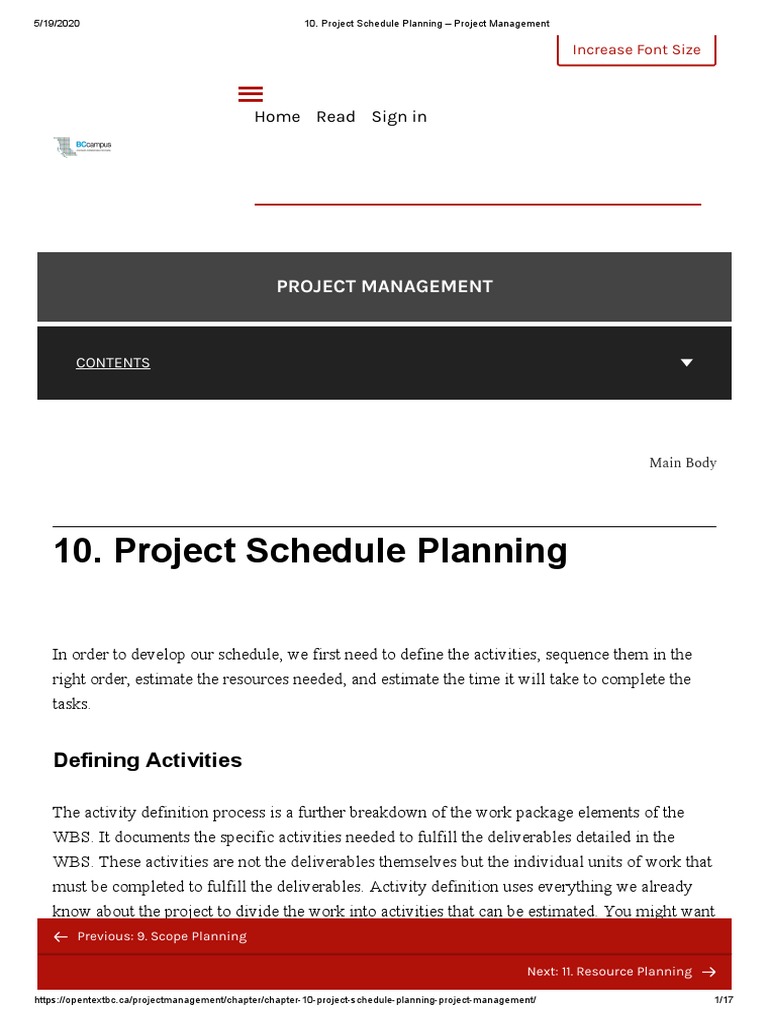 Project Schedule Planning - PM | PDF | Project Management