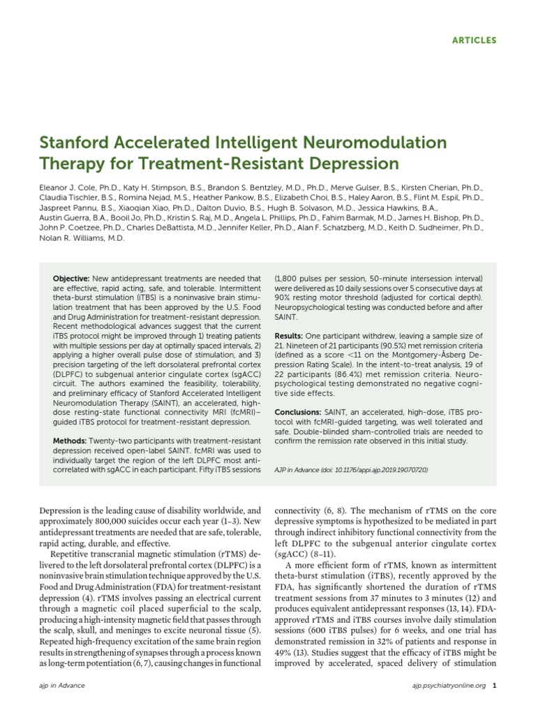 Stanford Depression PDF Major Depressive Disorder Functional