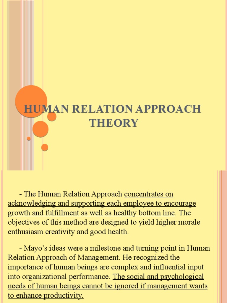 Human Relation Approach in Management | PDF | Motivation | Motivational