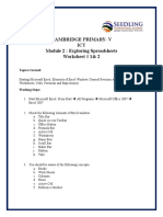 Cambridge Primary-V ICT Module 2: Exploring Spreadsheets Worksheet # 1& 2