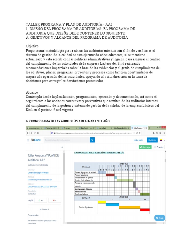 Taller Programa y Plan de Auditoría | PDF | Auditoría | Contralor