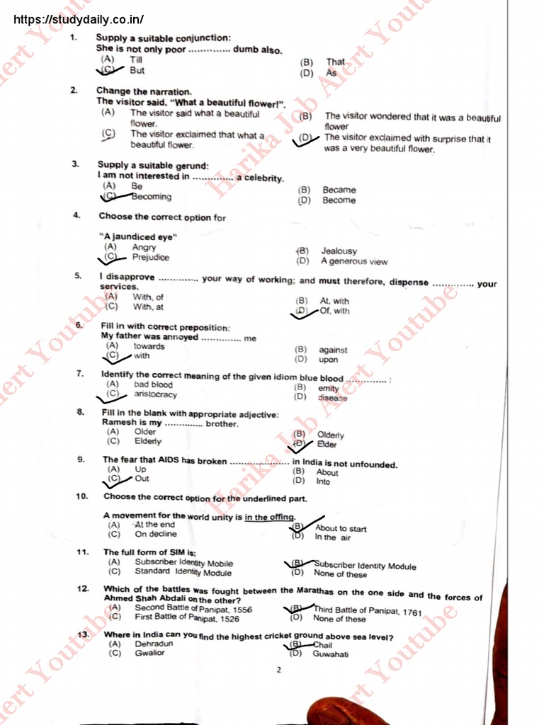 Psssb Veterinary Inspector Solved Question Paper 2021 Pdf