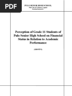 Perception of Grade 11 Students of Pulo Senior High School On Financial Status in Relation To Academic Performance