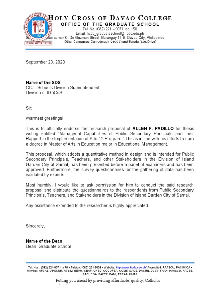 Sample Approval Endorsement Letters PDF