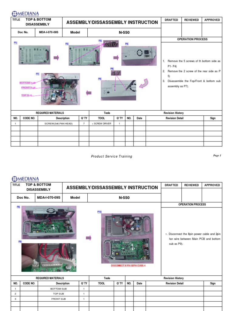 N-550 Disassembly Instructions | PDF | Manufactured Goods | Machines