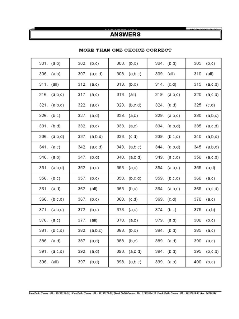 Answers More Than One Choice Correct PDF
