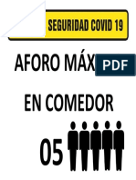 Señalización Aforo Maximo en Comedor