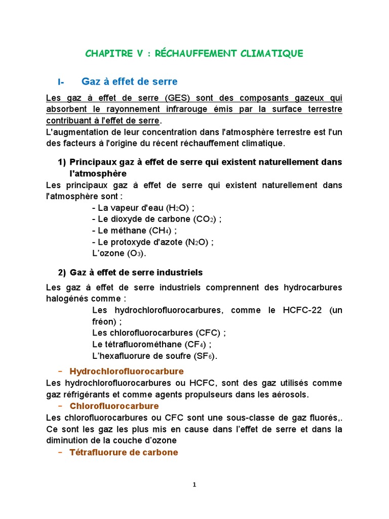 Chapitre V - Réchauffement Climatique | PDF | Gaz à effet de serre ...