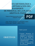 Optimización Del Transporte de Personal de La Planta Ariztía El Paico