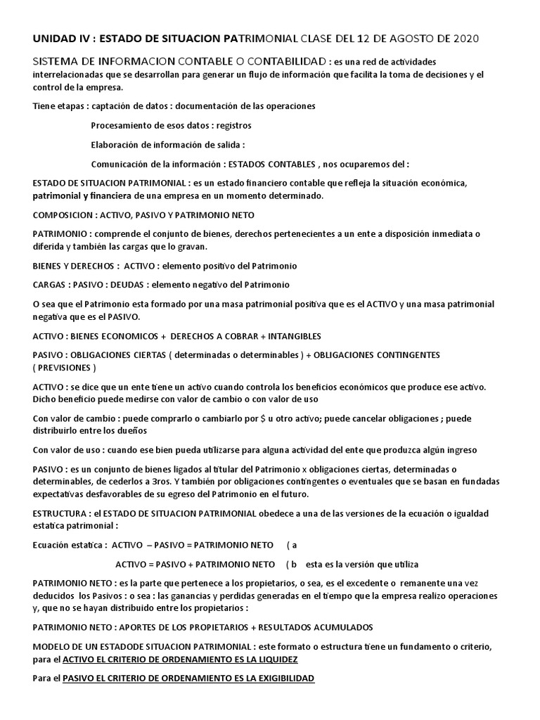 Estado de Situación Patrimonial 2020 | PDF | Contabilidad | Hoja de balance