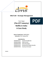 (The OTT Industry) Netflix in India: A Case Study: MSL711B - Strategic Management