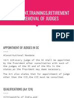 Appointment, Trainings, Retirement and Removal of Judges