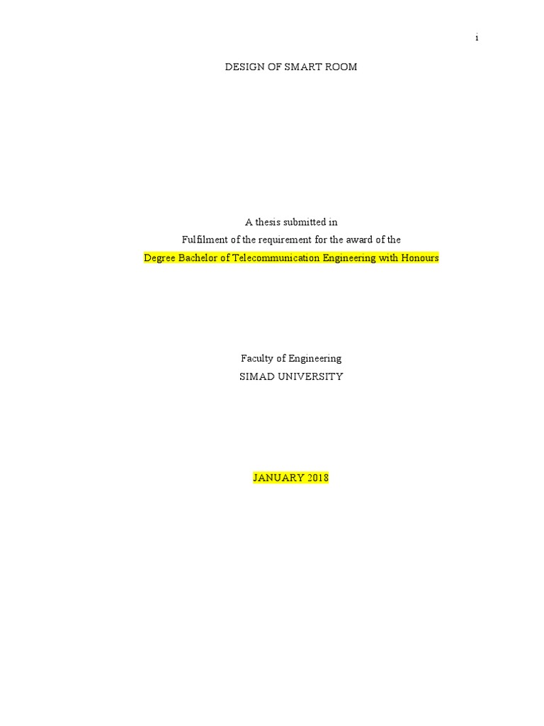 Smart Room Design Thesis Overview | PDF | Thesis | Computing