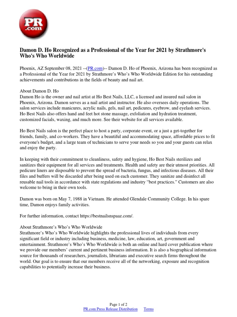 Damon D. Ho Recognized As A Professional of The Year For 2021 by ...