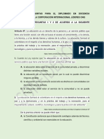 Banco de Preguntas para El Diplomado en Docencia Universitaria de La Corporación Internacional Líderes Ong