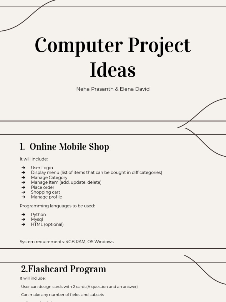 Innovative Computer Project Ideas | PDF